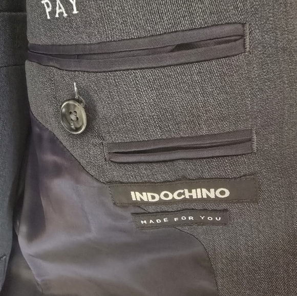 Indochino 3-Piece Charcoal Gray Custom Suit Jacket Vest Pants 36S Slim Fit